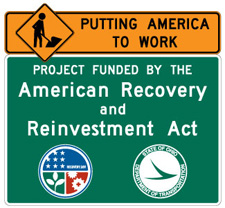 project funded by arra arra construction sign