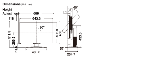dimetsions of eizo medical monitor MX300W dimensions